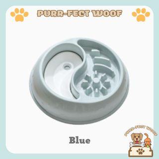 Water and Food Bowl Slow Feeder 2-in-1 for Pet Dogs and Cats - BLUE