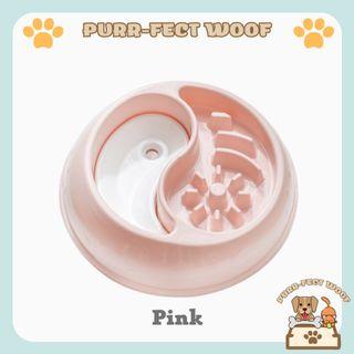 Water and Food Bowl Slow Feeder 2-in-1 for Pet Dogs and Cats - PINK