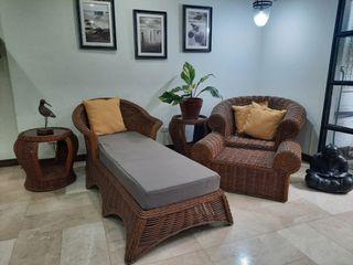 Rattan Sala Set (1pc Long Bed, 1pc Single Seater Sofa, 2pcs Side Tables, 1pc Footstool)
