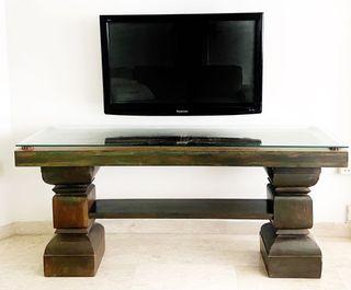 Solid wood console (with glass top)