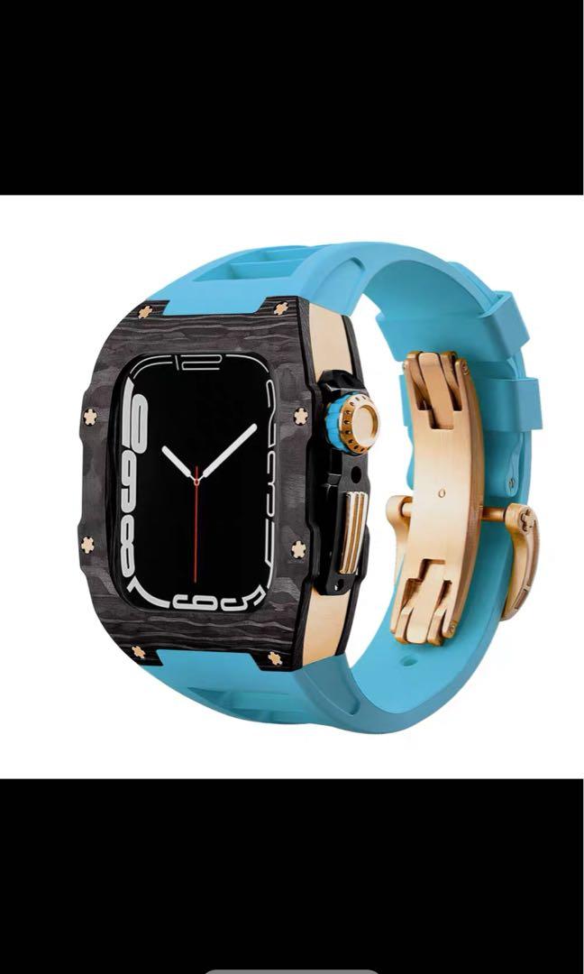 Tiffany blue hype custom carbon fiber case Apple Watch series 3 4 5 6 7 44mm 45mm