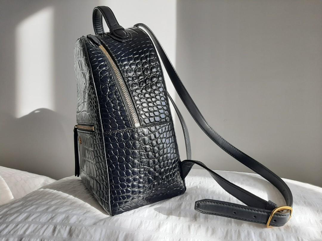 TORY BURCH CROC BACKPACK, Luxury, Bags & Wallets on Carousell