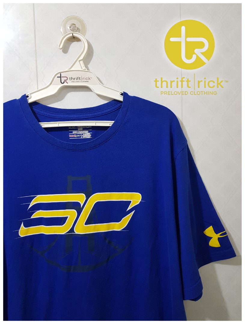 Stephen Curry Shirt Under Armour Men Small Blue Takeover the Game HeatGear