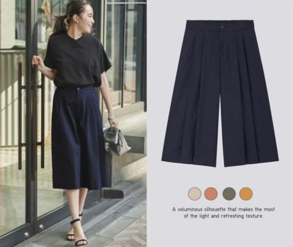 Linen cotton hotsell wide cropped pants