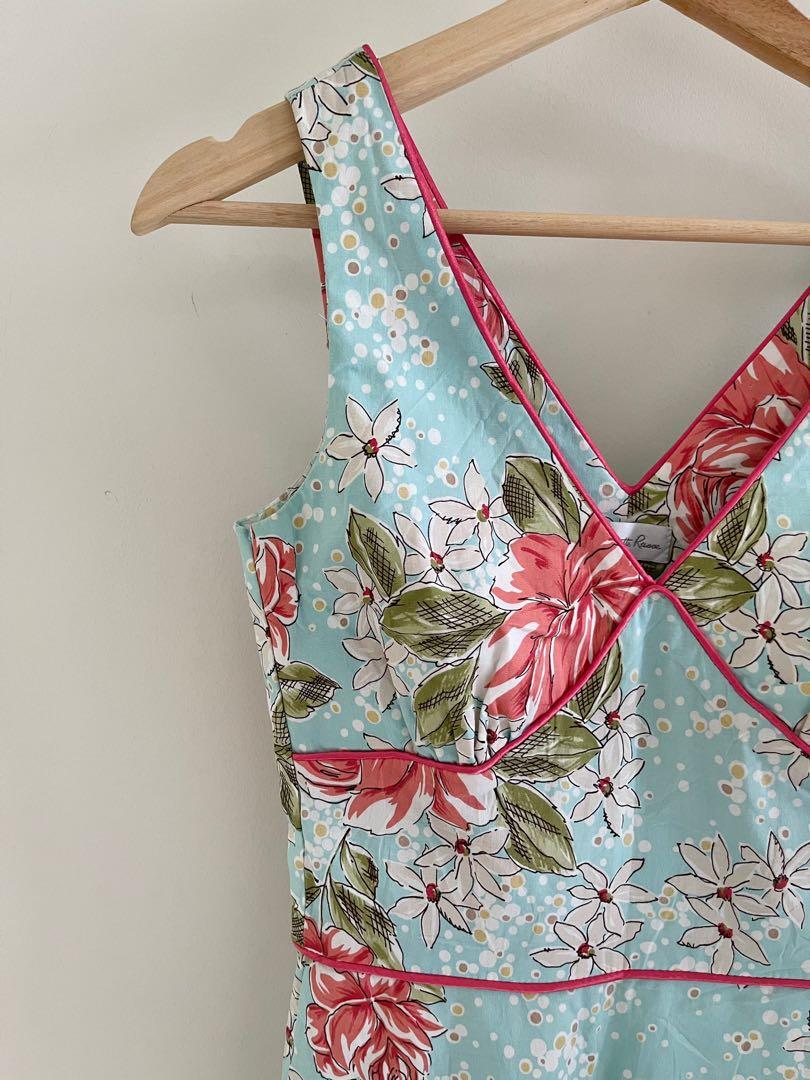 RARE Vintage 90s Charlotte Russe Floral Light Blue Petite A Line