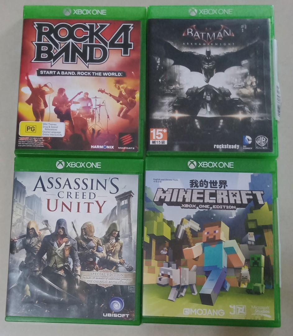 Xbox One Minecraft Batman Assassin's Rock Band, Video Gaming, Video Games,  Xbox on Carousell