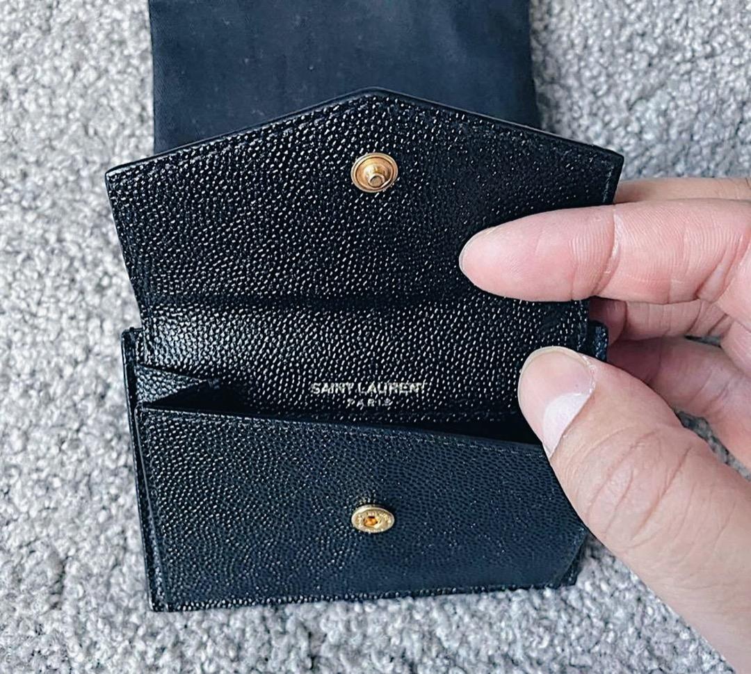 Saint Laurent Grain De Poudre Embossed Leather Uptown Card Case