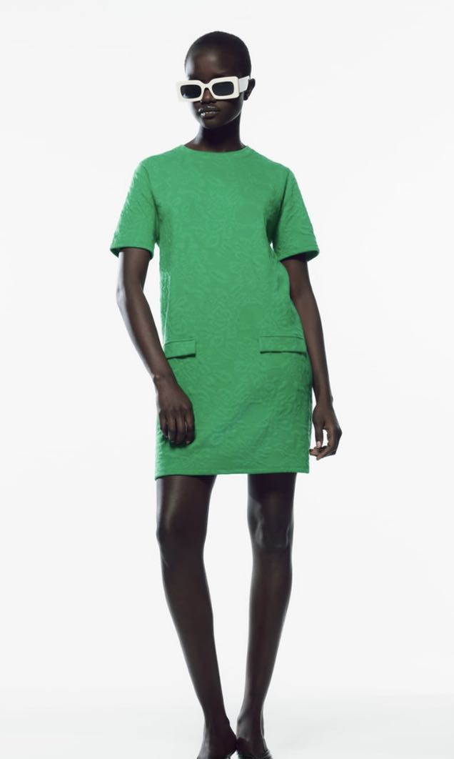 Zara green shop shift dress