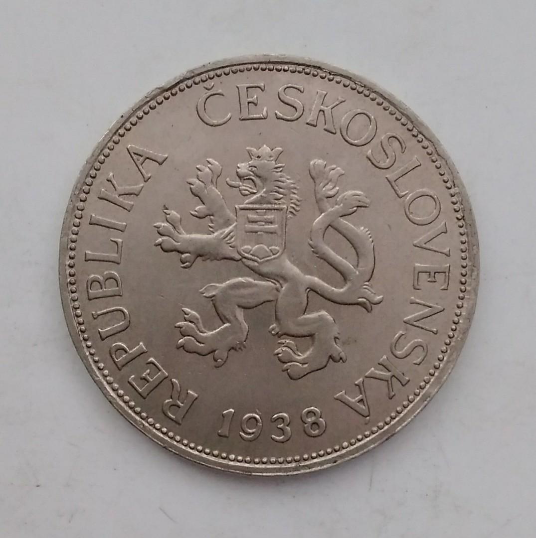 1938年捷克斯洛伐克5克朗純鎳幣, 興趣及遊戲, 收藏品及紀念品, 錢幣- Carousell