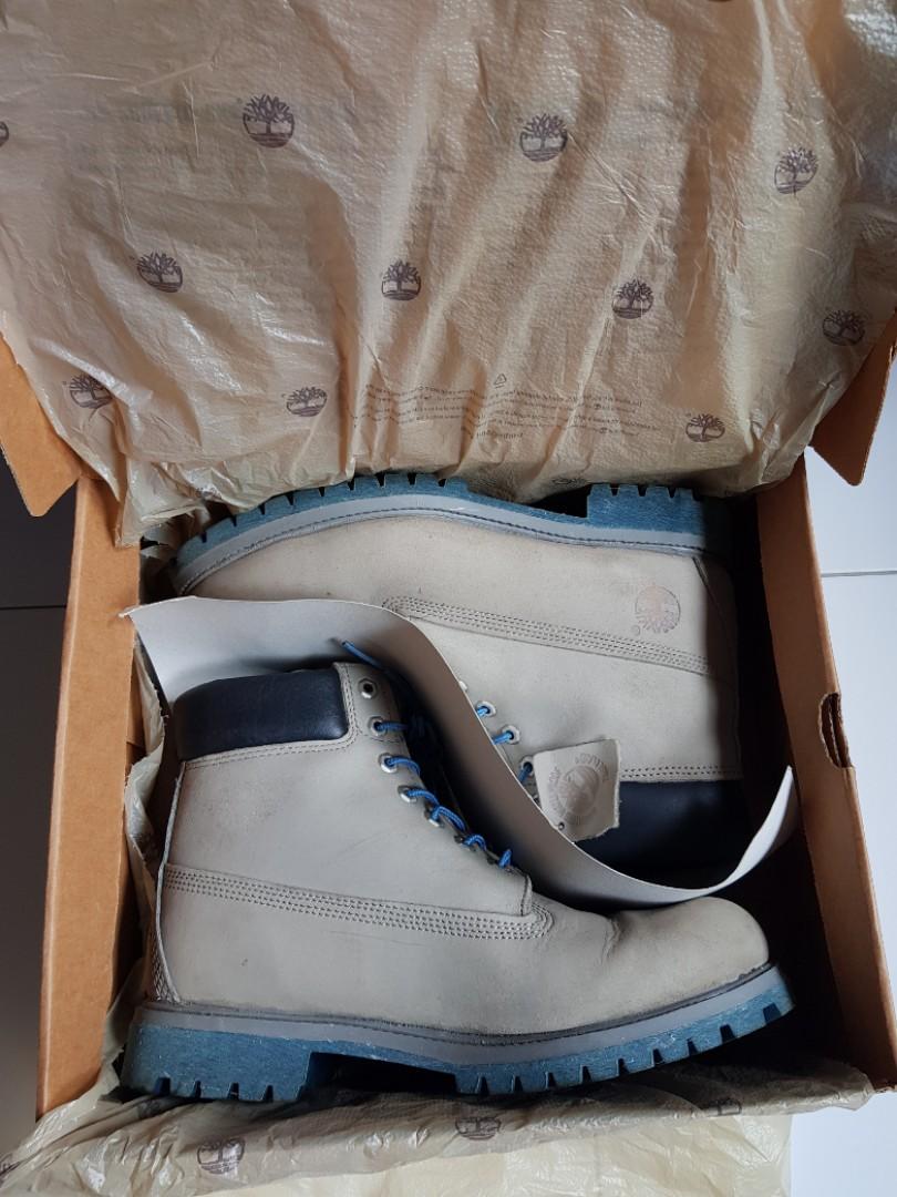 Grey blue top timberland boots