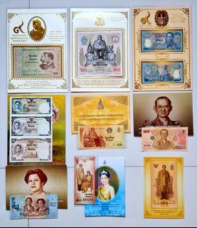 🔥 OFFER 🔥🇹🇭 9 Items All Thailand Commemorative Banknotes with Folder All Brand New Gem UNC ( All nice number and without number 4 )