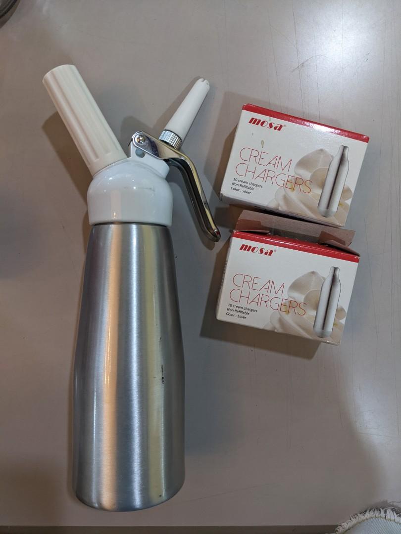 Aluminum Whipped Cream Dispenser with MOSA Cream Charger NO2, TV & Home