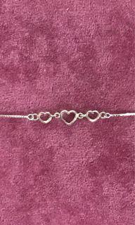 Anklet Silver Heart 9"-10"