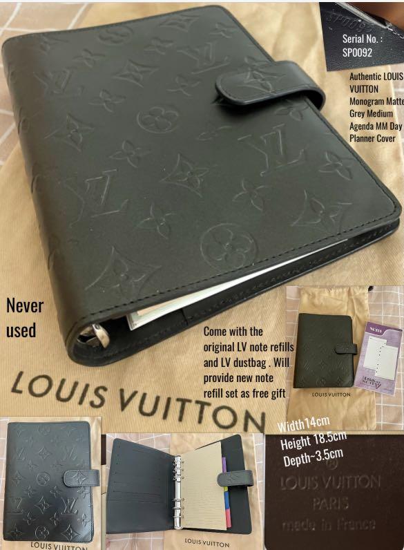 Authentic LOUIS VUITTON Monogram Patent leather Matte Grey Medium Agenda MM  Day Planner Cover, Luxury, Accessories on Carousell