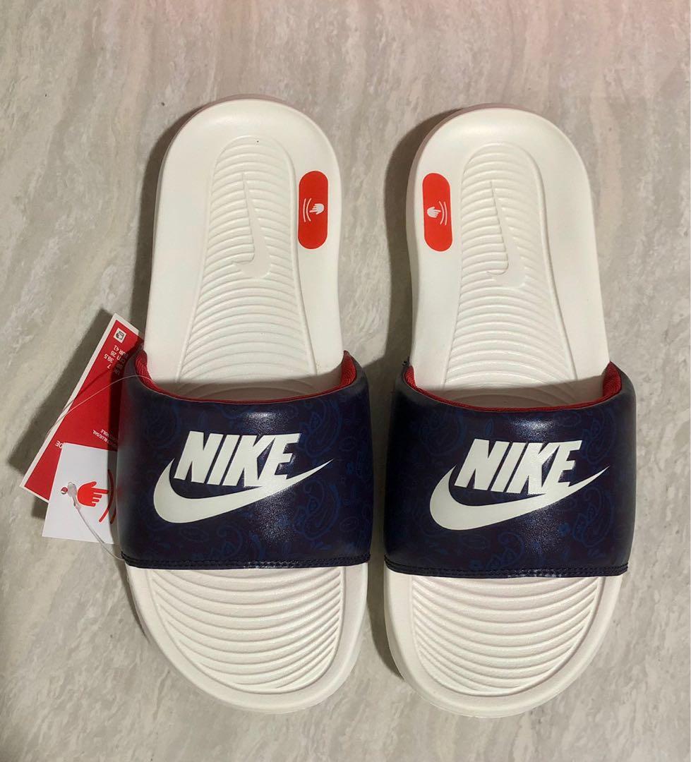 Red and blue nike outlet slides