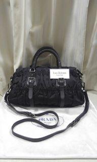 Authentic Prada Black Tessuto Gaufre' with SHW BN1407
