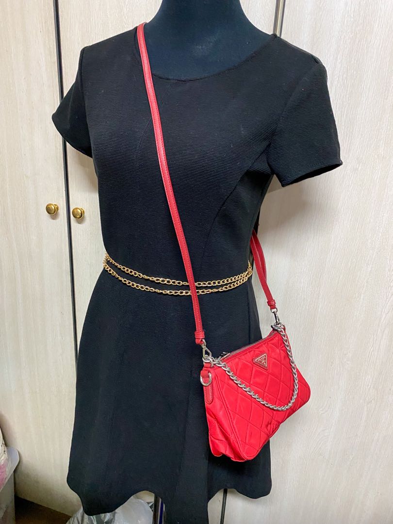 Prada Tessuto Satchel Bag Red Cloth ref.925063 - Joli Closet
