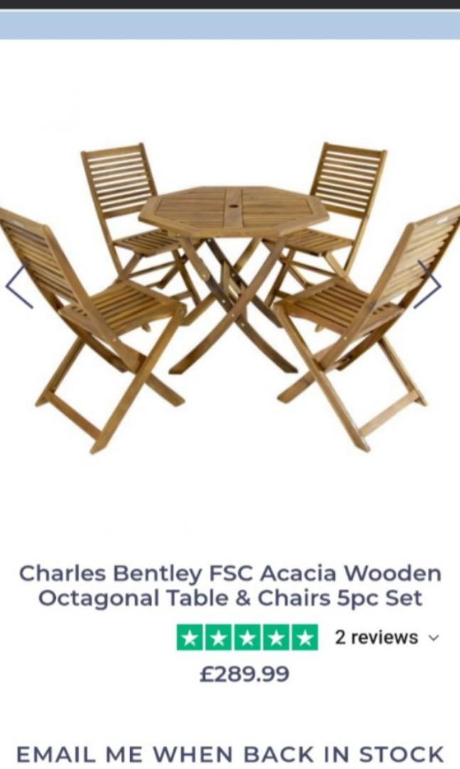 Charles bentley fsc acacia new arrivals wooden octagonal foldable table