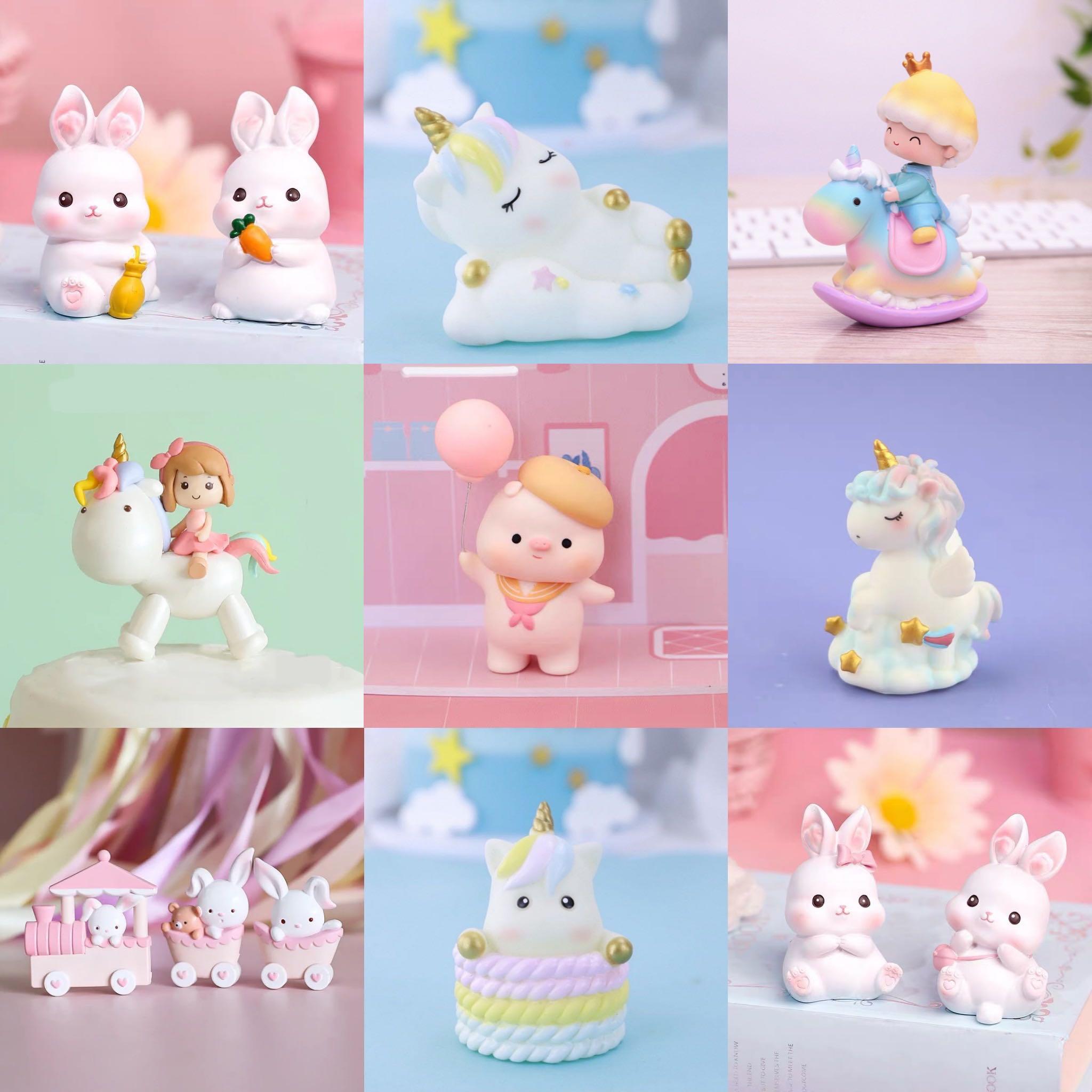 Rabbit theme party decoration 8 pcs Easter Mini Bunny Figurines Easter Cake Topper,Easter Ornaments 