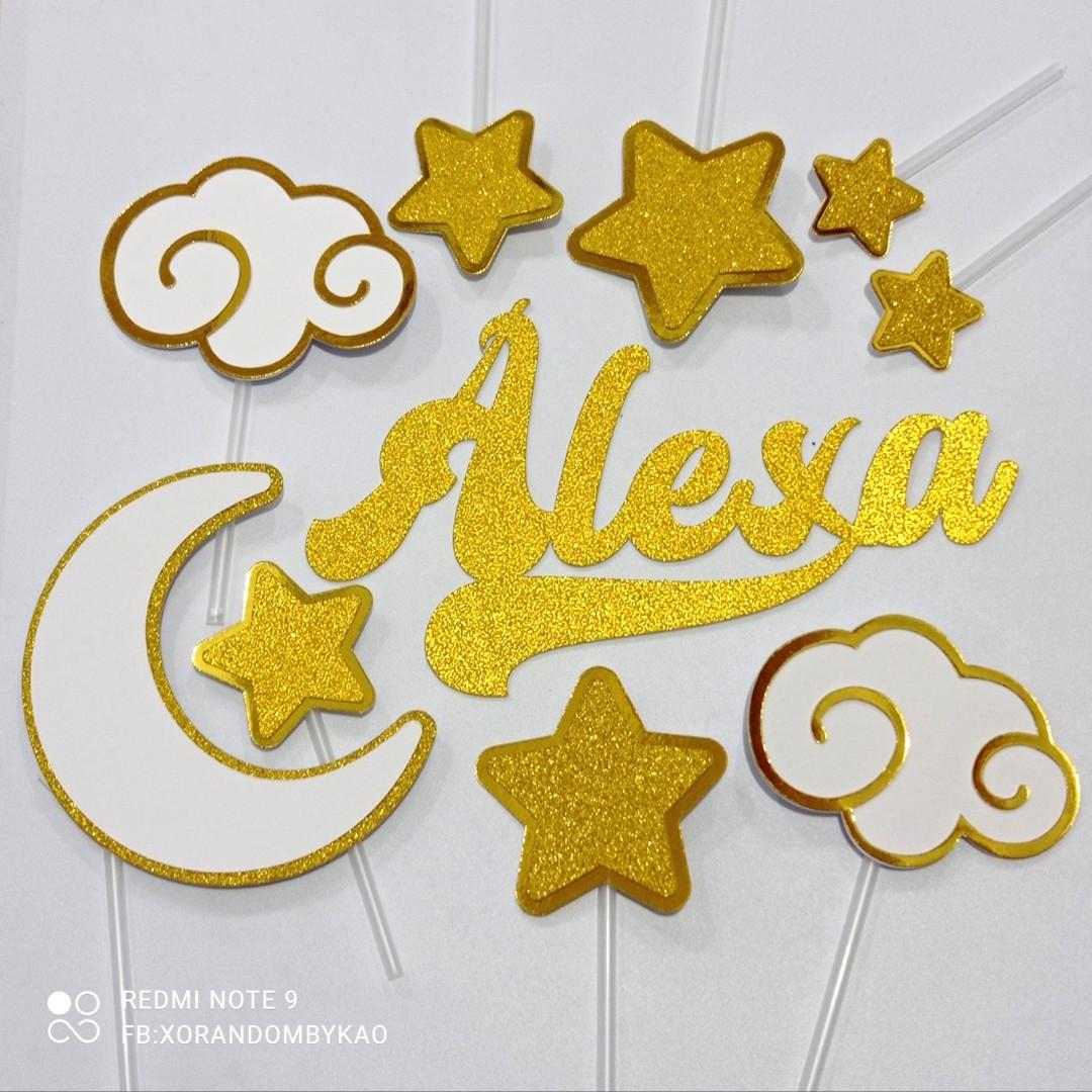 Cake Topper SET for Baptism Christening cakes with personalized name