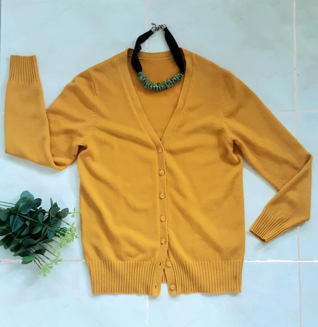 Cardigan (S -M), mustard yellow, Women 