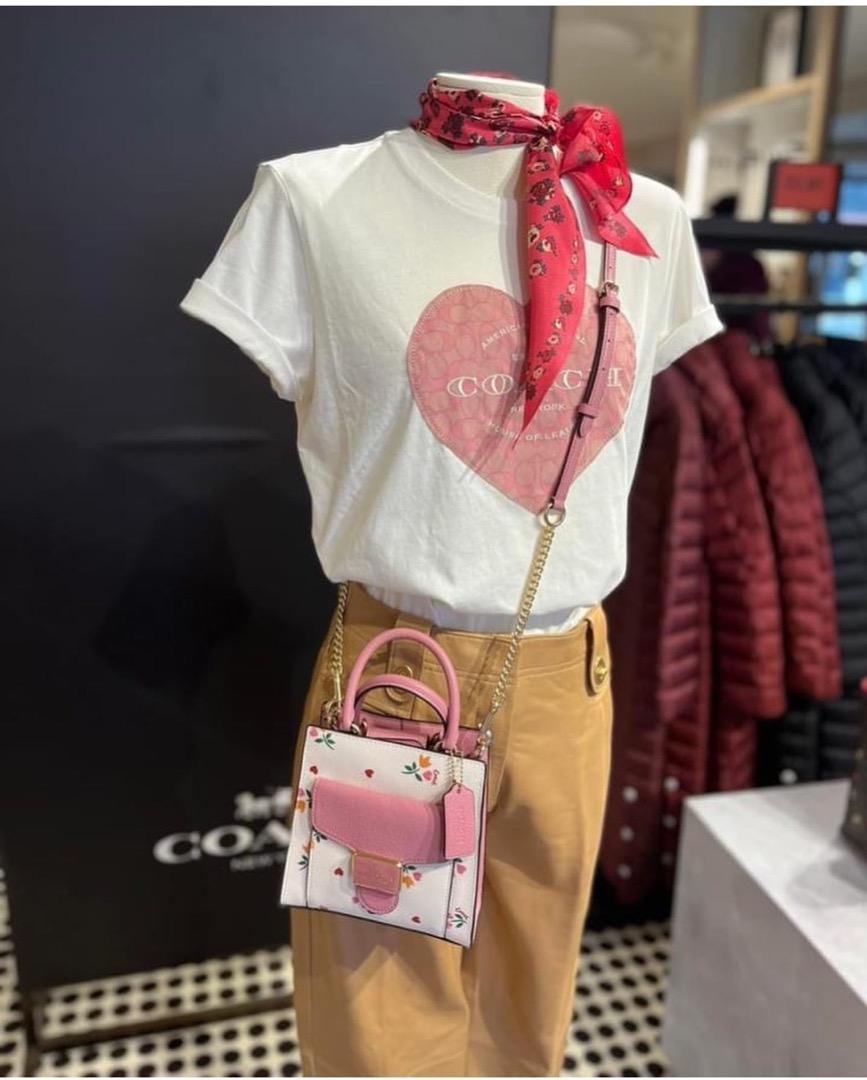 Coach Mini Pepper Women's Crossbody Bag With Heart Petal Print C7599 -  Chalk