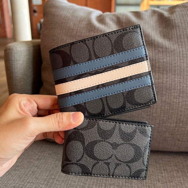 F26072 Coach Wallet in Signature Canvas with Varsity Stripe Men s Fashion Watches Accessories Wallets Card Holders on Carousell