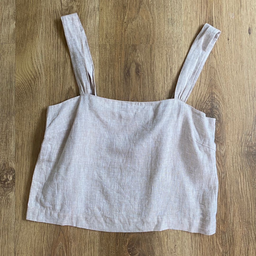 Glassons Squareneck Linen Top, Women's Fashion, Tops, Sleeveless on Carousell