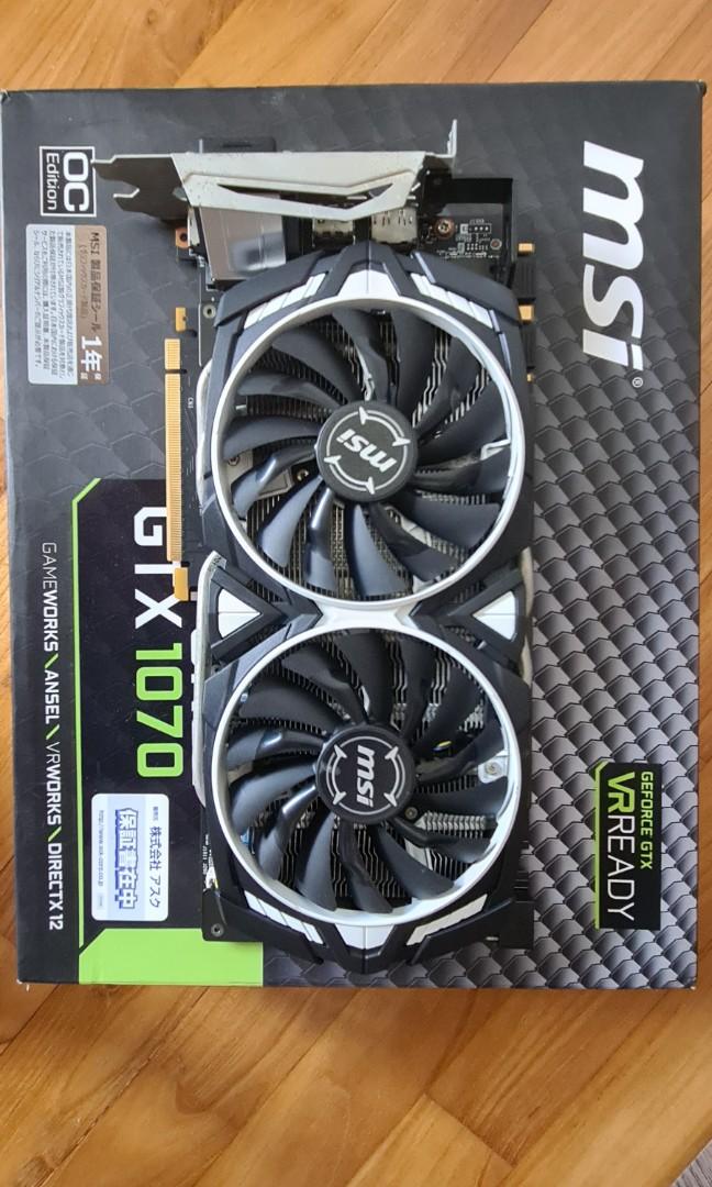 GTX 1070 MSI ARMOR Computers Tech Parts Accessories Computer Parts on Carousell