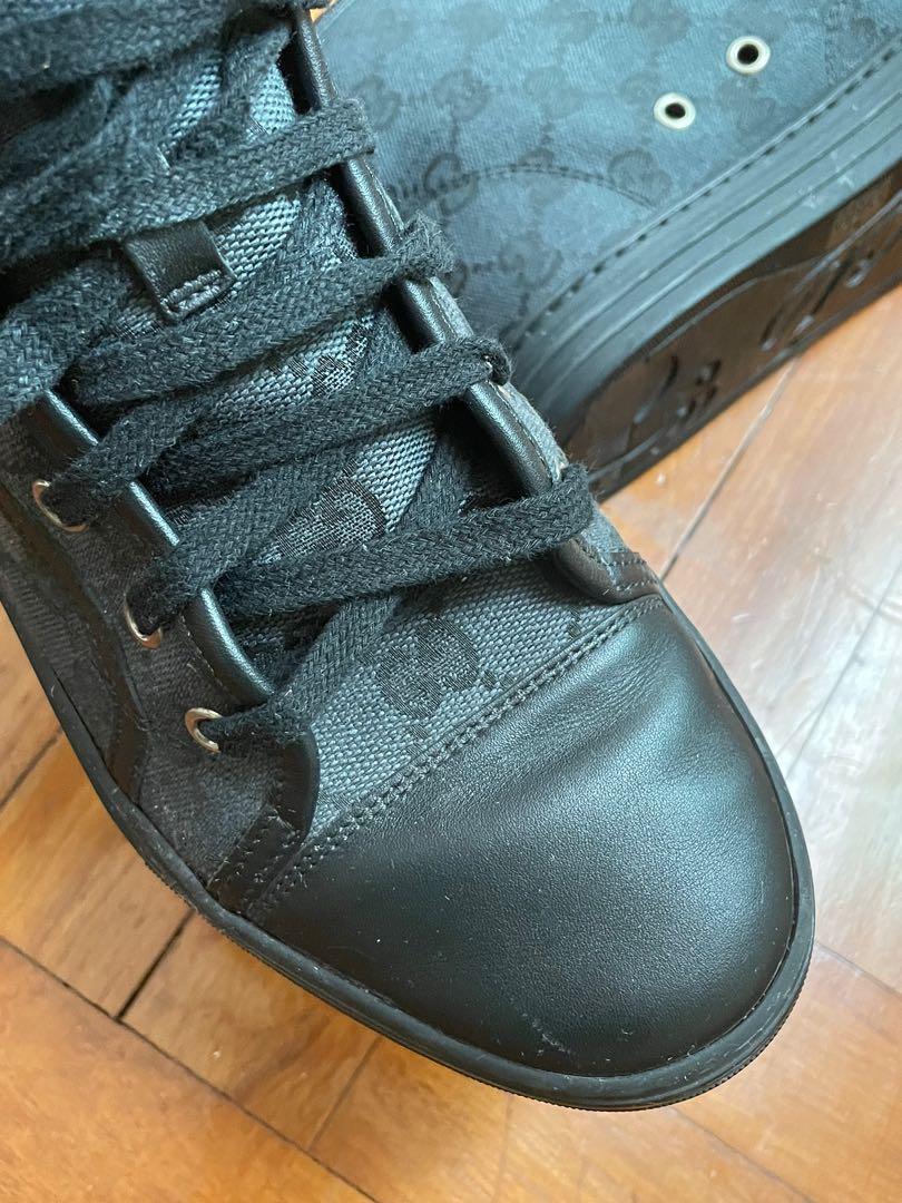 Gucci canvas genuine leather boots high top sneakers trainers