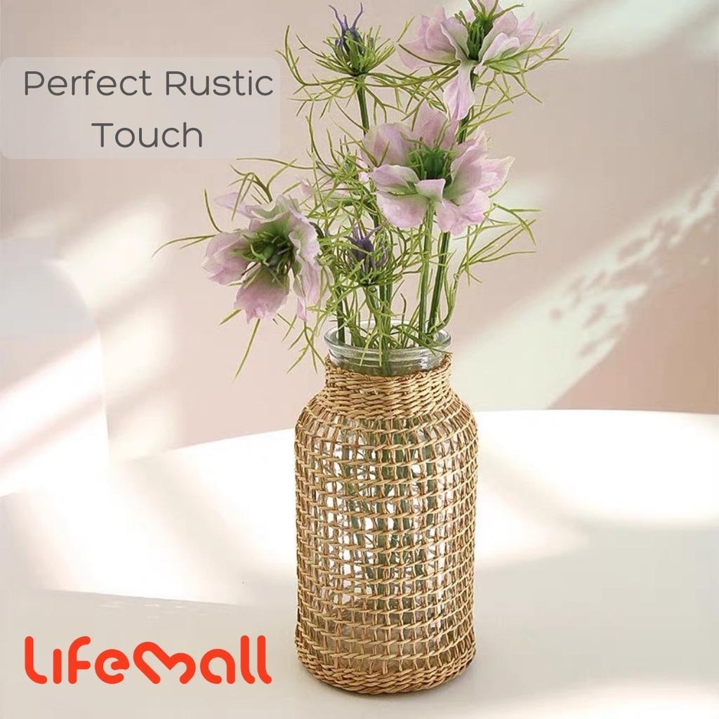 Handwoven Rattan Vase /Vintage Style Vase, Furniture & Home Living, Home Decor, Vases