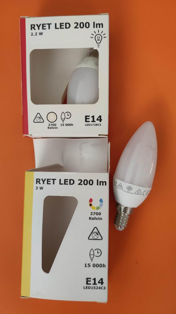IKEA RYET LED E14 bulbs 2.2W 3W warm white colour