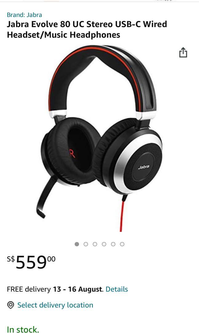 Jabra evolve 80 uc stereo sales headset