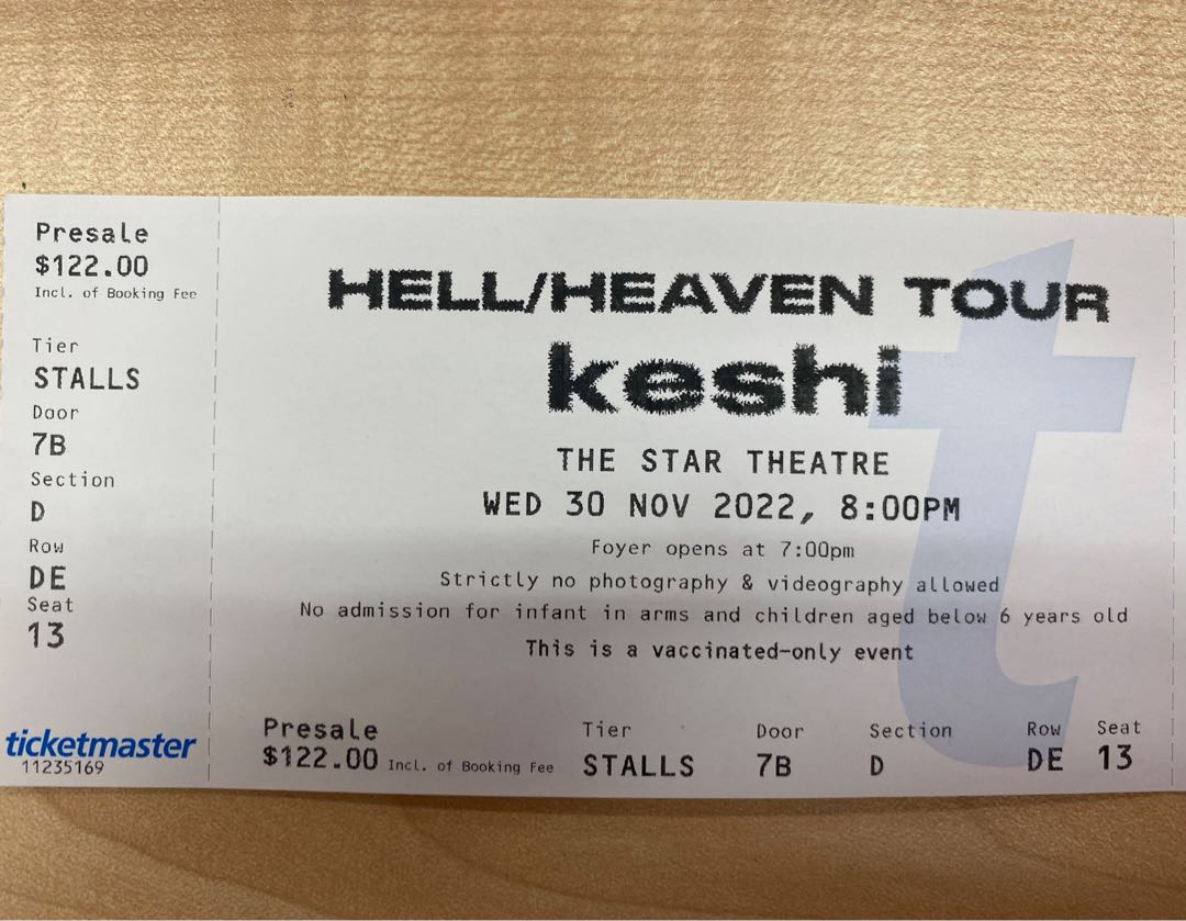 KESHI HELL/HEAVEN TOUR ticket, Tickets & Vouchers, Event Tickets on