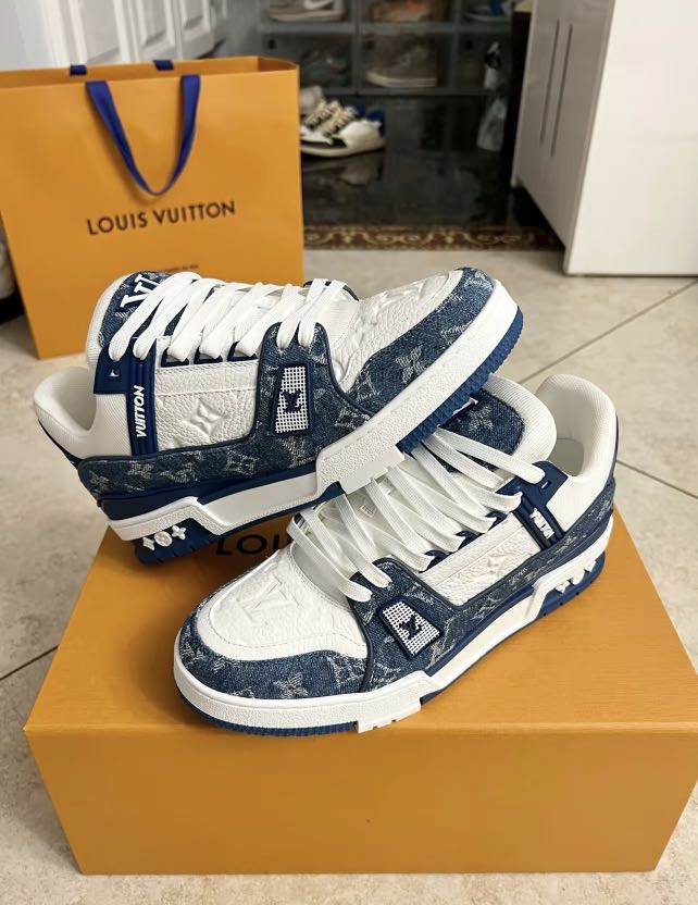 Louis Vuitton denim blue, Men's Fashion, Footwear, Sneakers on Carousell