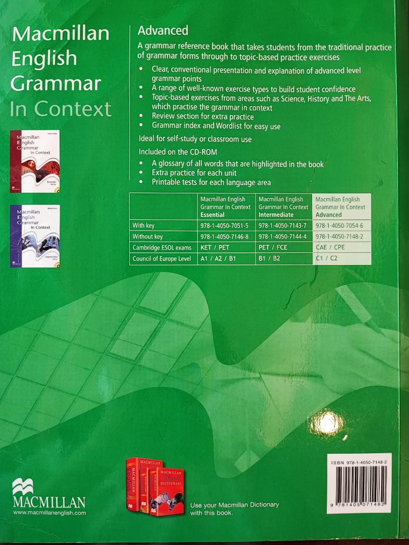 Macmillan English Grammar in context (Advanced), 興趣及遊戲, 書本 & 文具, 教科書