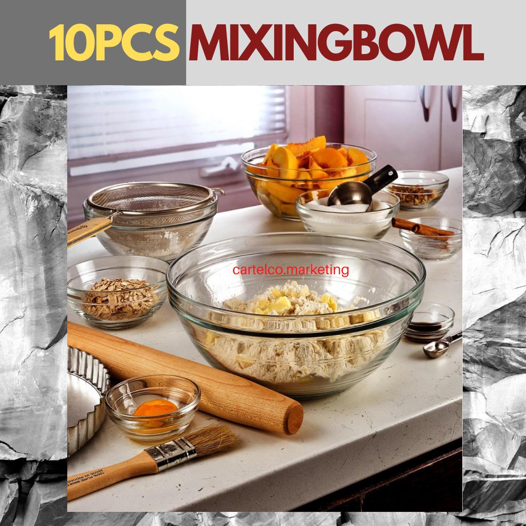 MIXING BOWL SET, BAKING BOWLS SET, CLEAR BOWLS SET DURALEX BRAND MADE