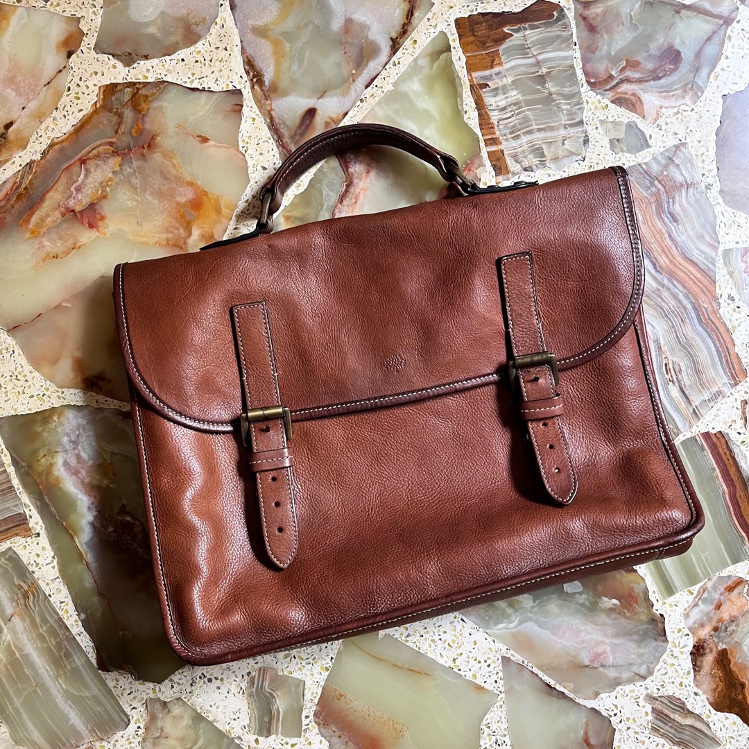 Mulberry Elkington Natural Leather Briefcase, Men's Fashion, Bags