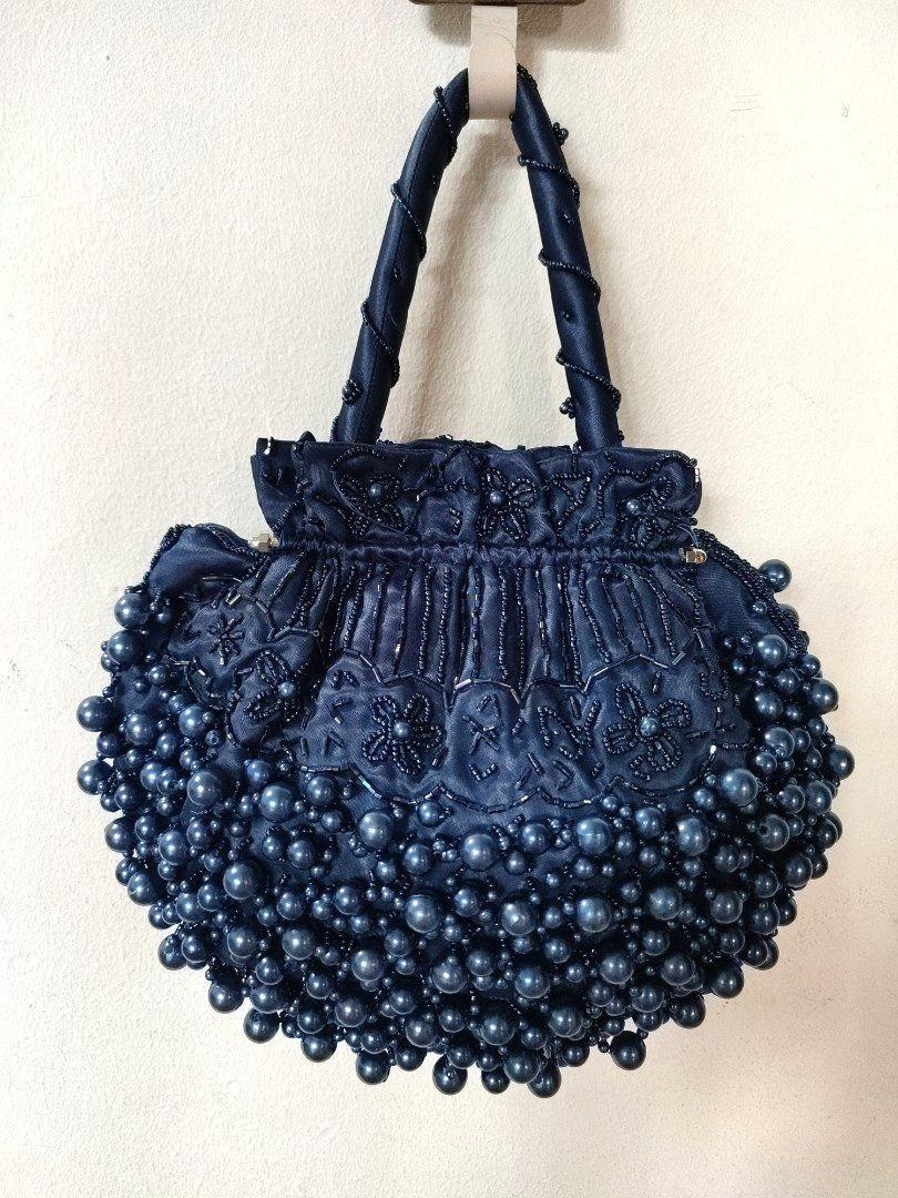 Navy beaded evening bag sales