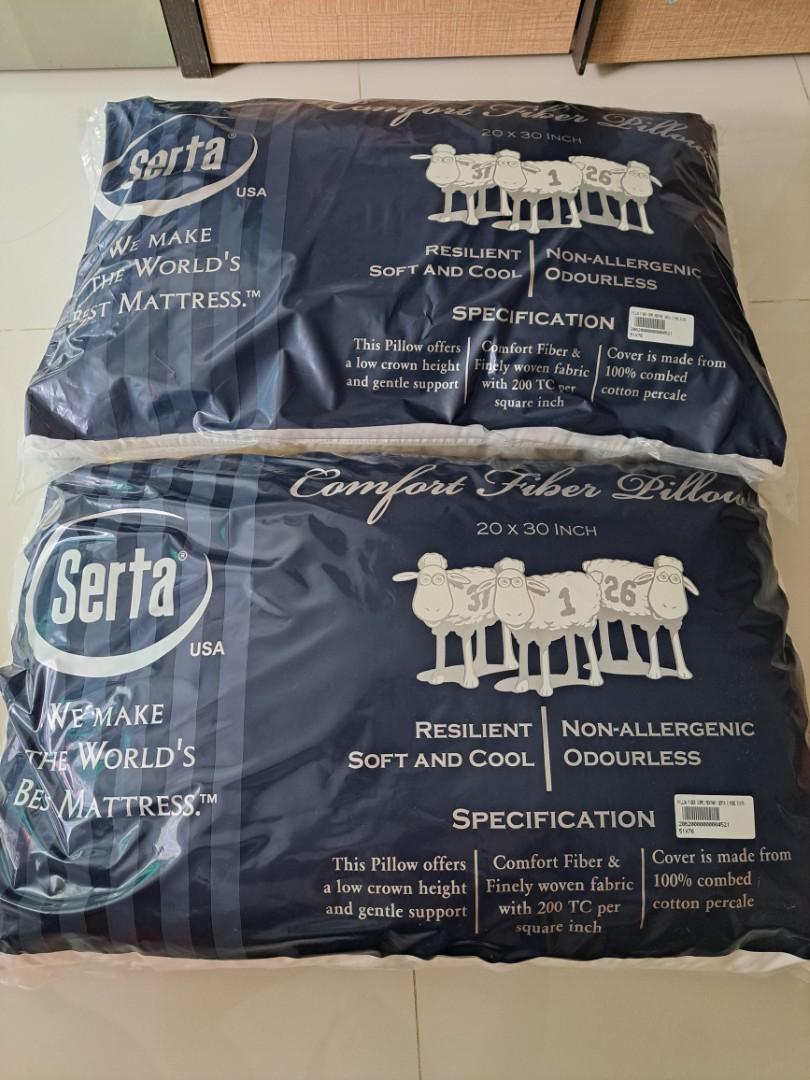 NEW!!! SERTA Comfort Fiber Pillows x 2, Furniture & Home Living