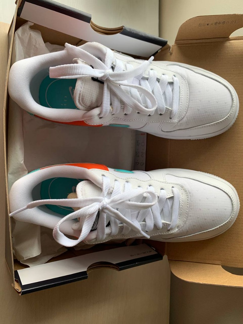 Nike Air Force 1 07 SE White Light Aqua Cosmic Clay Women s Fashion Footwear Sneakers on Carousell
