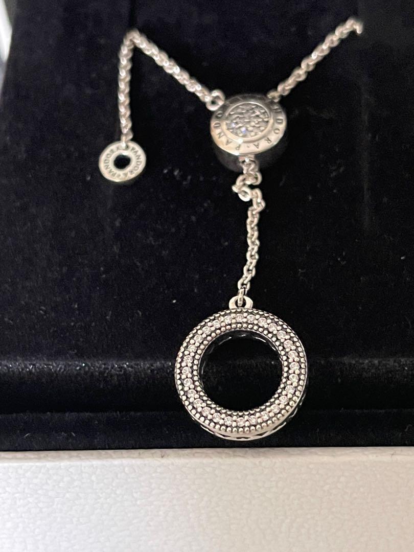 Pandora signature necklace clear cz sales