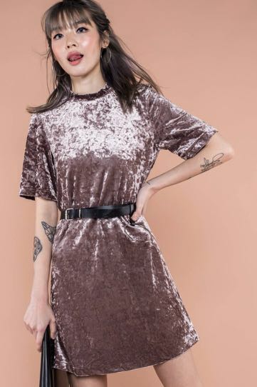 Casual velvet dress hot sale
