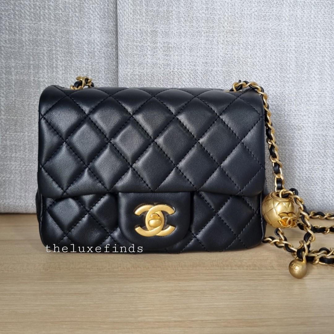 🦄💖Chanel 22B Black Pearl Crush Mini Square Flap (Lambskin) (Non-nego),  Luxury, Bags & Wallets on Carousell