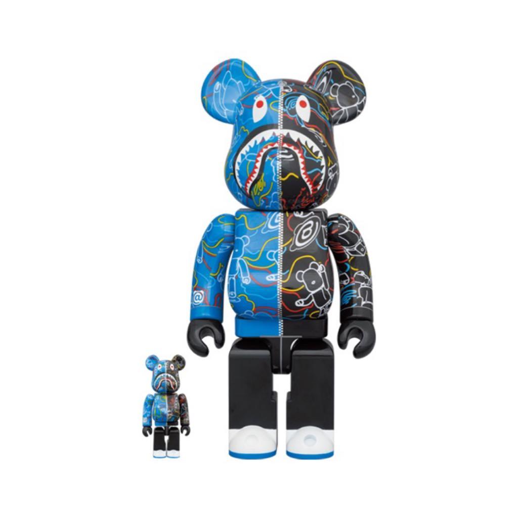 Per-order)bearbrick Line Camo Shark 100% & 400%. 1000% 猿人Bape(R