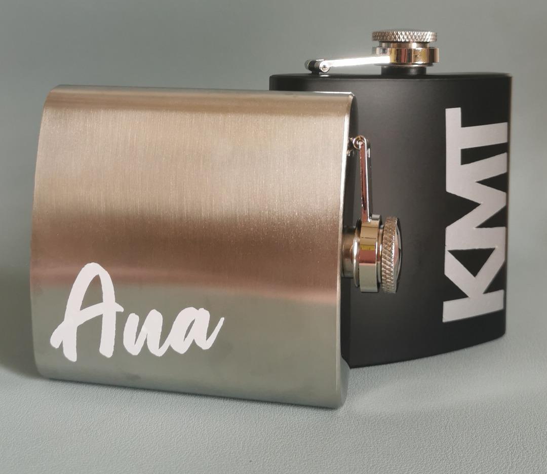 Personalized Stainless Steel Flask (Category: Water Bottles & Tumblers) located in Manila. Submitted by thechecklistph (Listing ID 1178008192, Image 1). Description: Personalized Alcohol Wine Hip Flask Includes vinyl sticker decal (minimal design) P220 each Capacity: 6oz Approx size 4 x 4.25 x 0.75 inches (LxWxH) Available color Silver Steel Black Matte Pick up shipping c/o buyer.