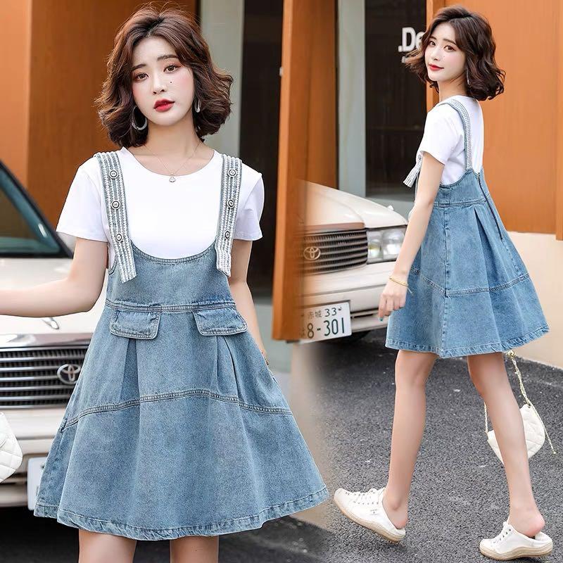 Plus size denim romper dress top