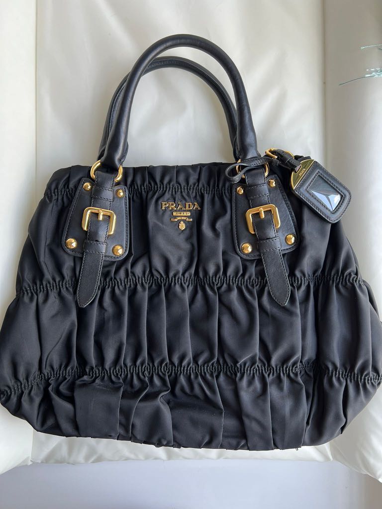 PRADA Tessuto Gaufre Nylon Bag Gold Luxury Bags Wallets on