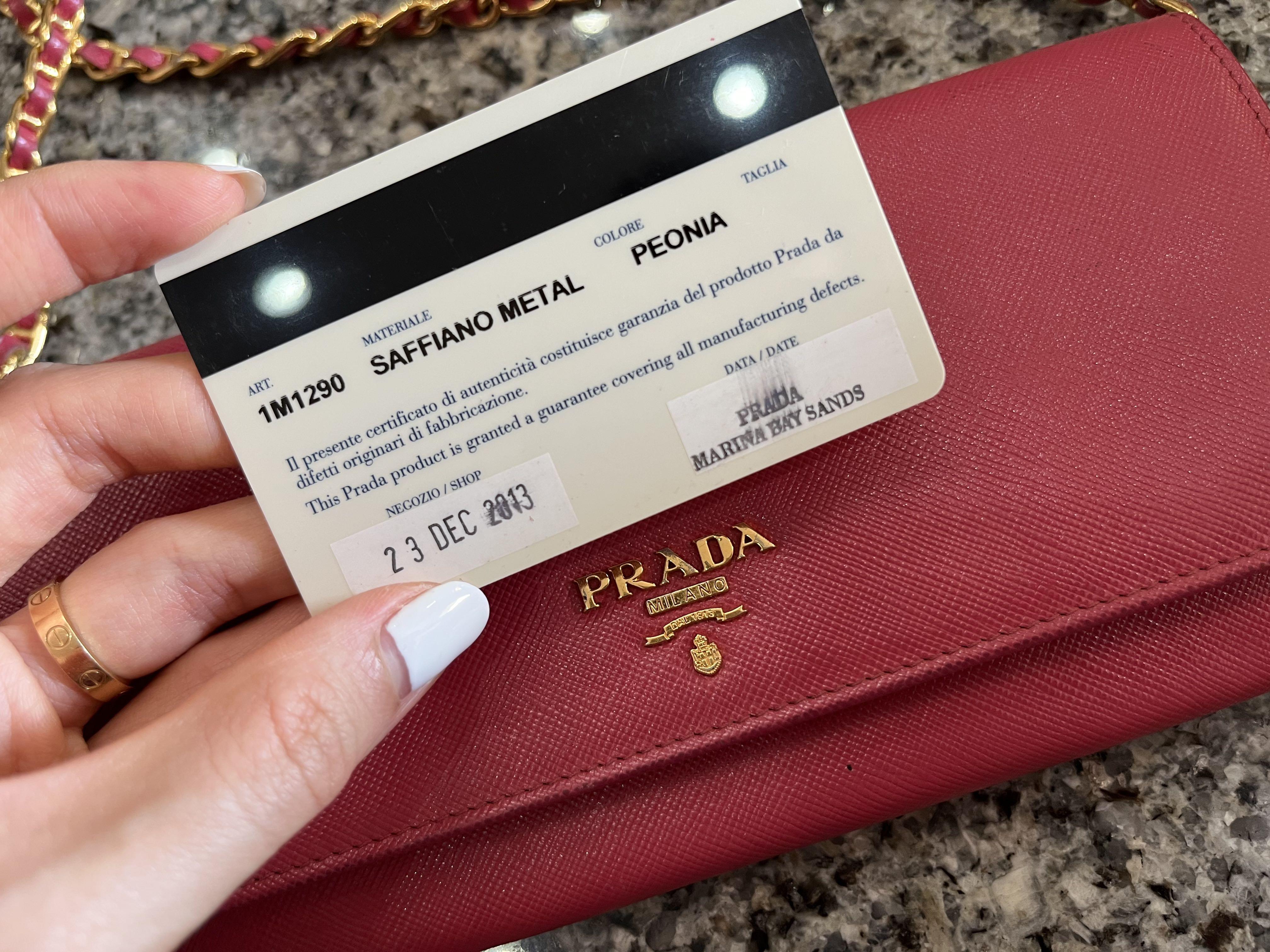 PRADA Red Saffiano Leather Wallet On Chain WOC Crossbody Bag 100%  AUTH+BRAND NEW! #1M1290, Luxury on Carousell