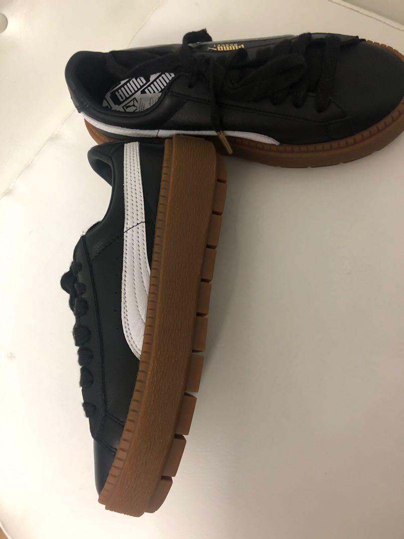 Puma platform trace sneakers in black with gum store sole